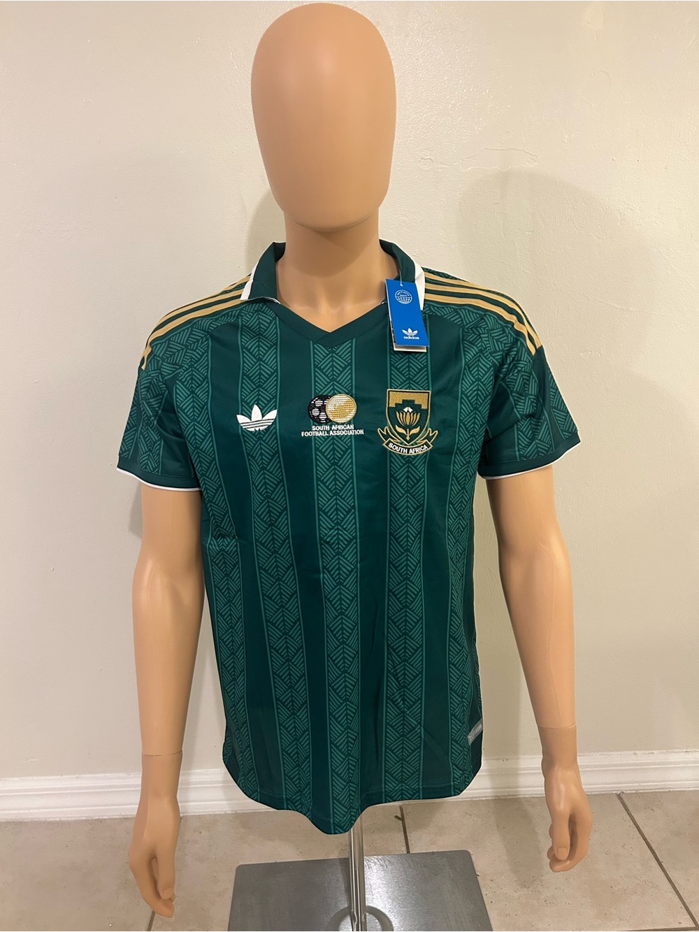 Adidas Men’s South Africa Green Football Jersey with Gold Accents